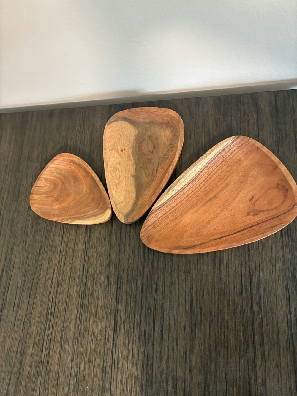 Handcrafted Wooden Serving Bowl Set - Natural Brown Trio